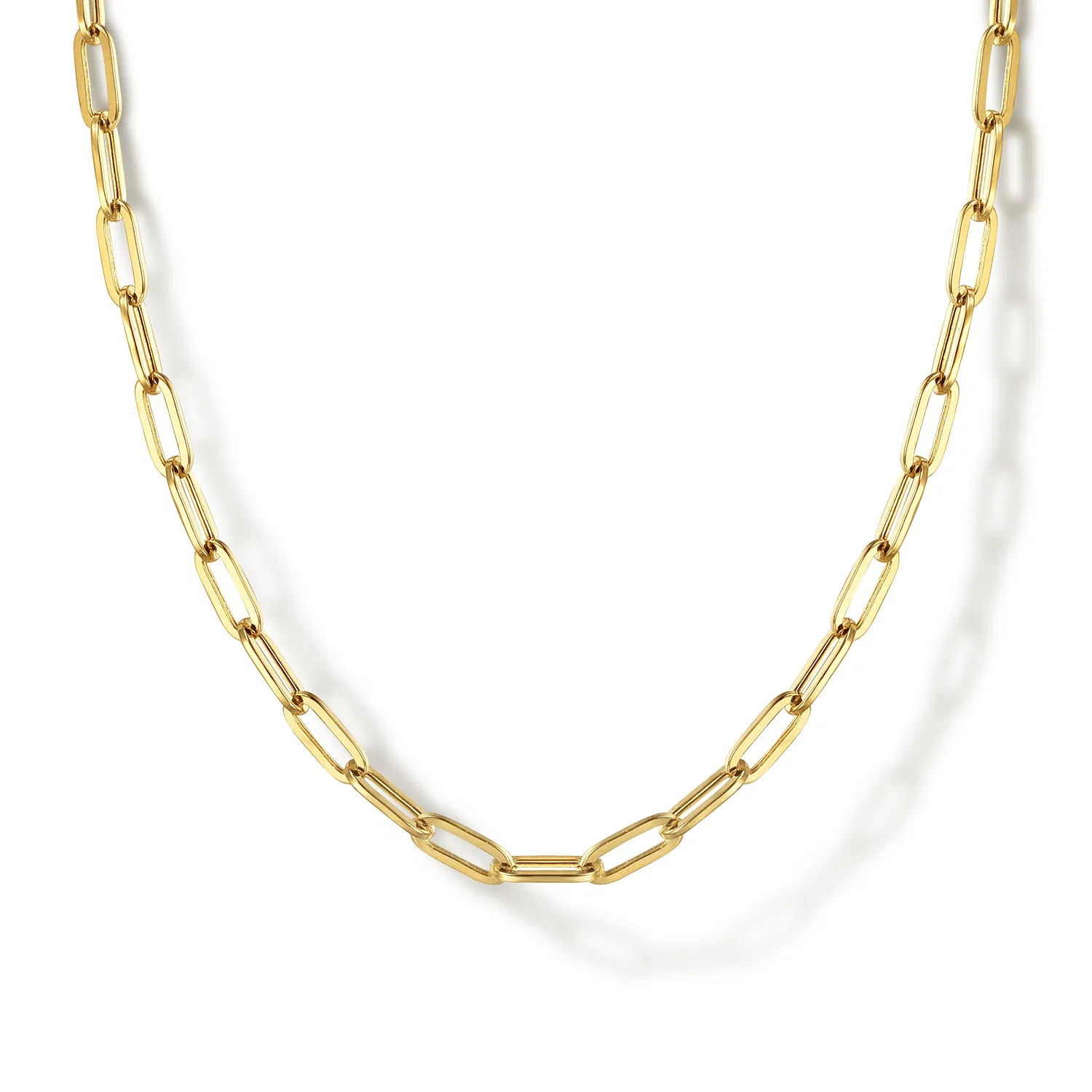 14K Yellow Gold Hollow Paper Clip Chain Necklace | Gabriel & Co. Fine Jewelry And Bridal