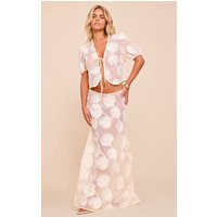 Petite Cream Sheer Shell Applique Maxi Skirt | PrettyLittleThing UK