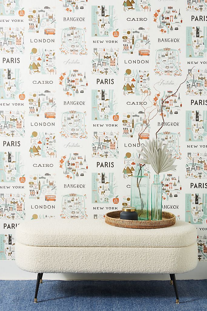 Rifle Paper Co. City Maps Wallpaper | Anthropologie (US)