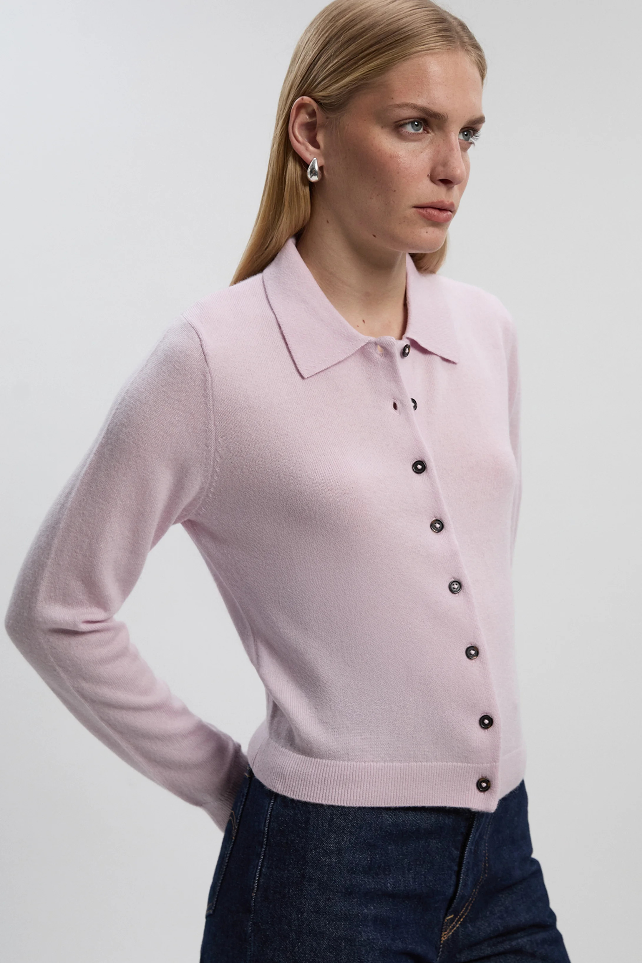 Cashmere Wool Blend Knit Collar Cardigan | Karen Millen UK + IE + DE + NL