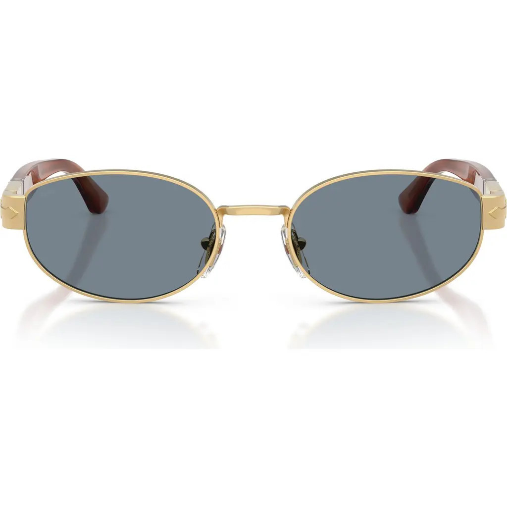 Persol 56mm Oval Sunglasses in Gold /Light Blue at Nordstrom | Nordstrom