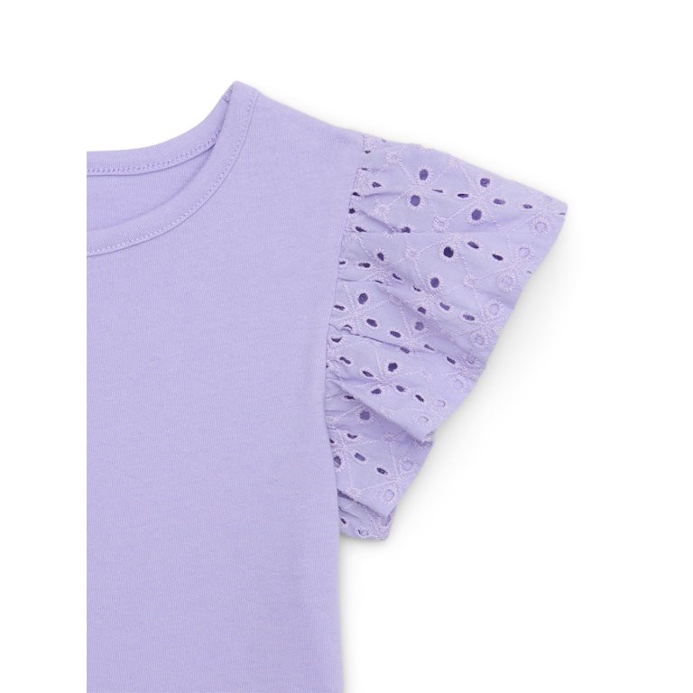 Wonder Nation Girls Eyelet Sleeve Top, Sizes 4-18 & Plus | Walmart (US)