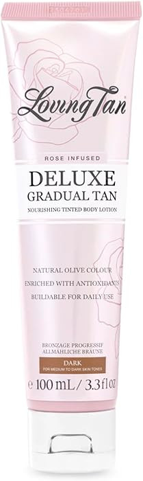 Loving Tan Rose Scented Deluxe Gradual Tan Lotion, Dark-Natural Looking Self Tanner, Professional... | Amazon (US)