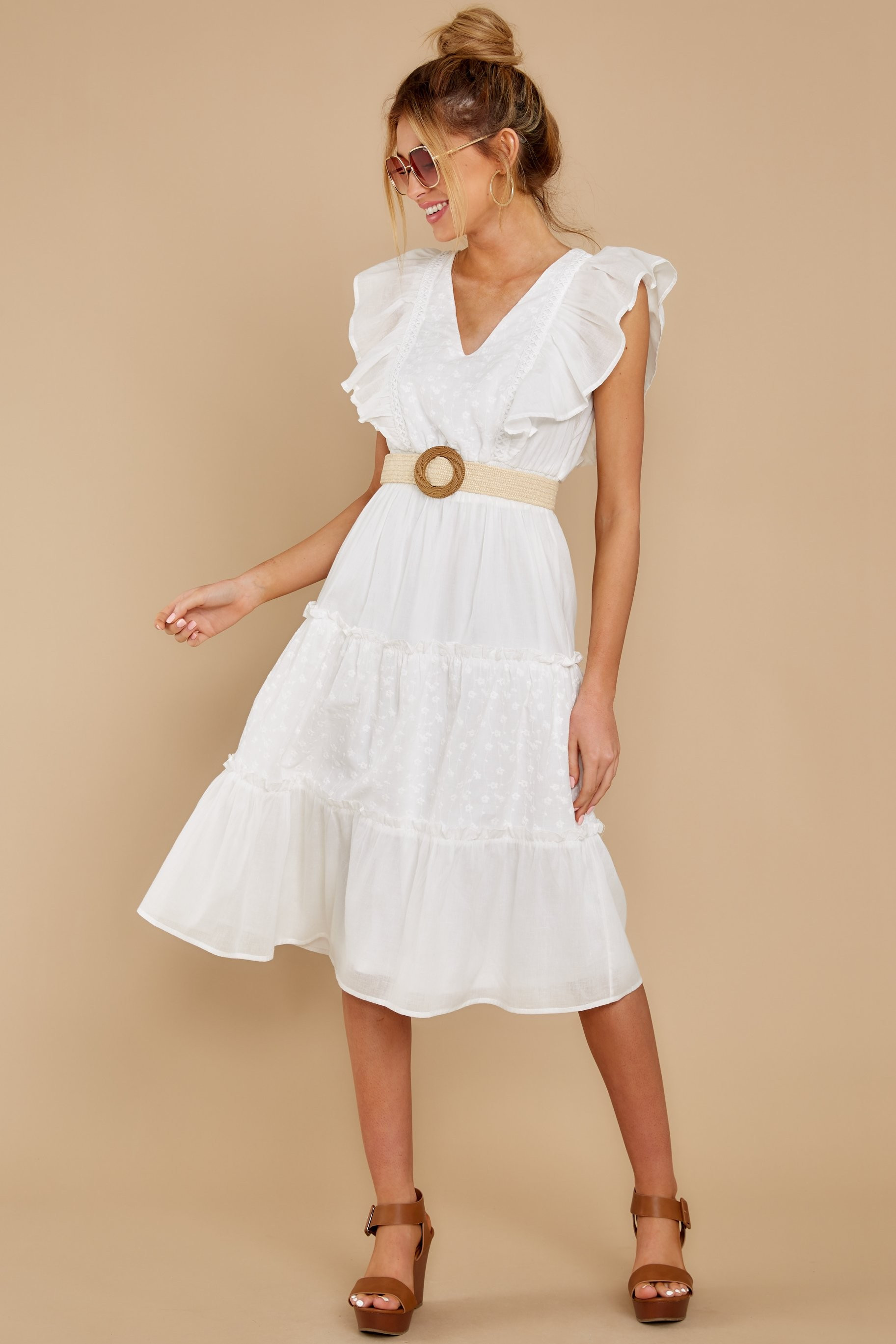 Worth Your Time White Midi Dress | Red Dress 