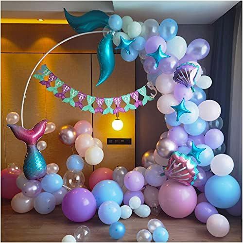 CozofLuv 121Pcs Mermaid Balloon Arch Kit| Under The Sea Party Supplies| Mermaid Tail Balloons| Merma | Amazon (US)