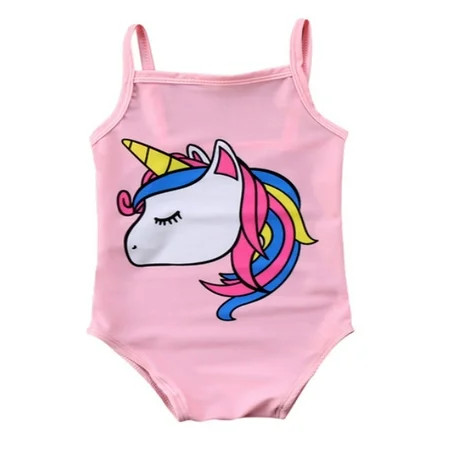Bilo Baby Girl Unicorn Print One-Piece Swimsuit Beachwear Bathing Suit 3 Colors (100/18-24 Months, P | Walmart (US)