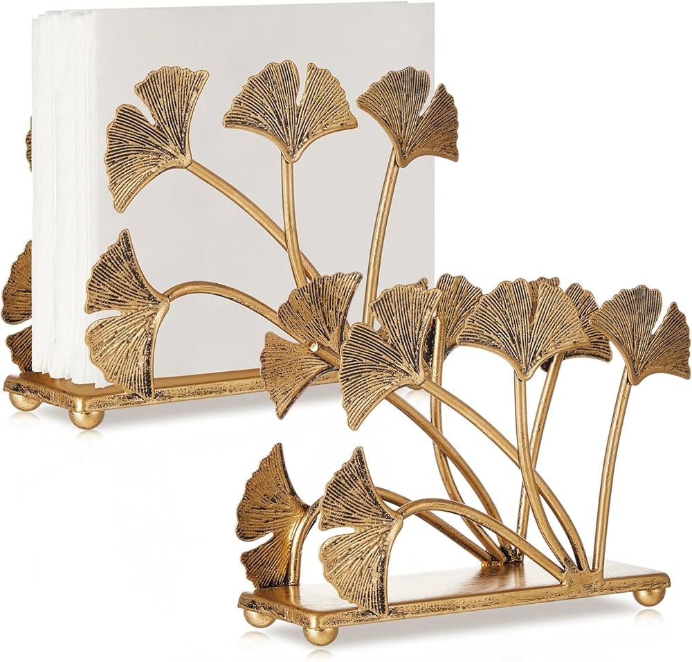2 Pcs Metal Napkin Holders Ginkgo Leaves Cocktail Napkin Holder Wedding Table Decoration Vintage ... | Amazon (US)