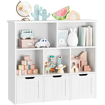 FOTOSOK Toy Storage Organizer with 3 Movable Drawers, Floor Storage Cabinet Toy Chest with Hidden... | Amazon (US)