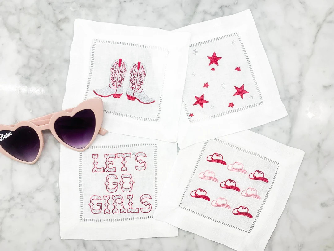 Custom Cocktail Napkins Let's Go Girls Gift Cowgirl - Etsy | Etsy (US)