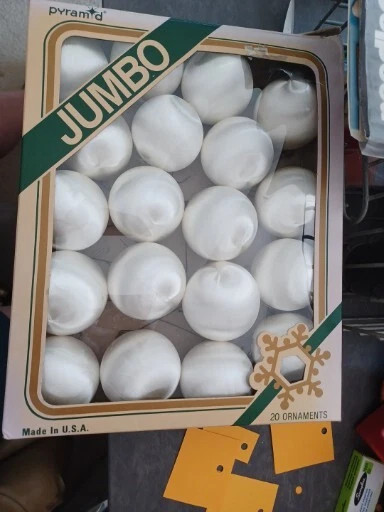 Pyramid Box Lot Satin Sheen Christmas Ornaments 19 Count White 2.5” | eBay US