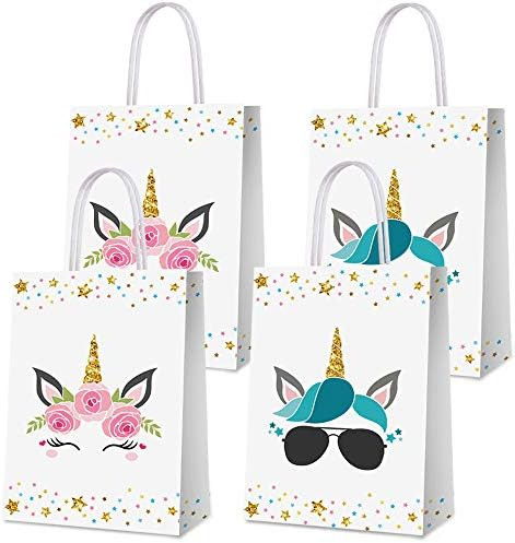 16 PCS Party Favor Bags for Unicorn Birthday Party Supplies, Party Gift Goody Treat Candy Bags fo... | Amazon (US)