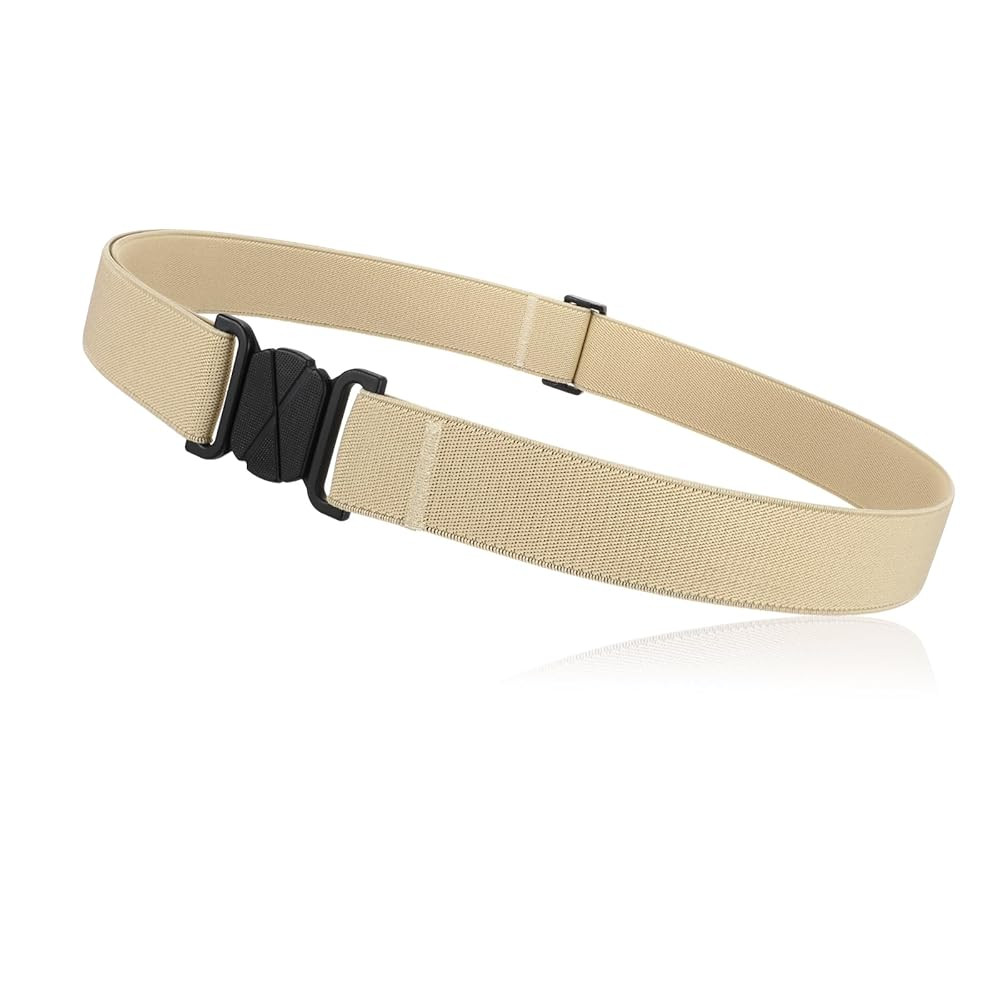 JASGOOD Women No Show Stretch Belt Flat Buckle Elastic Web Belt for Jeans Pants Dresses | Amazon (US)