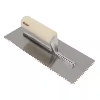 QEP 1/4 in. x 3/16 in. Traditional Carbon Steel V-Notch Flooring Trowel with Wood Handle-49716 - ... | The Home Depot