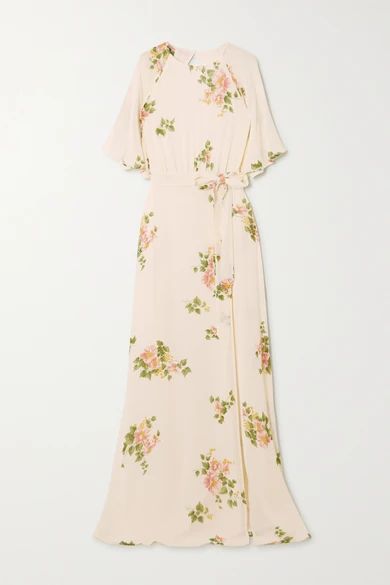 Reformation - Pansy Open-back Belted Floral-print Georgette Maxi Dress - White | NET-A-PORTER (US)