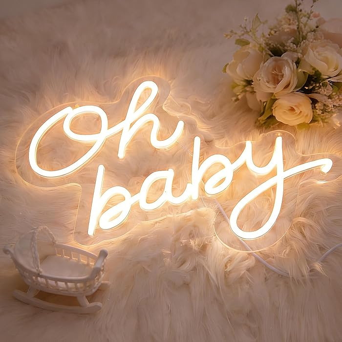 Oh Baby Neon Sign for Backdrop - USB LED Wedding Decoration with Dimmer | Baby Shower Backdrop Li... | Amazon (US)