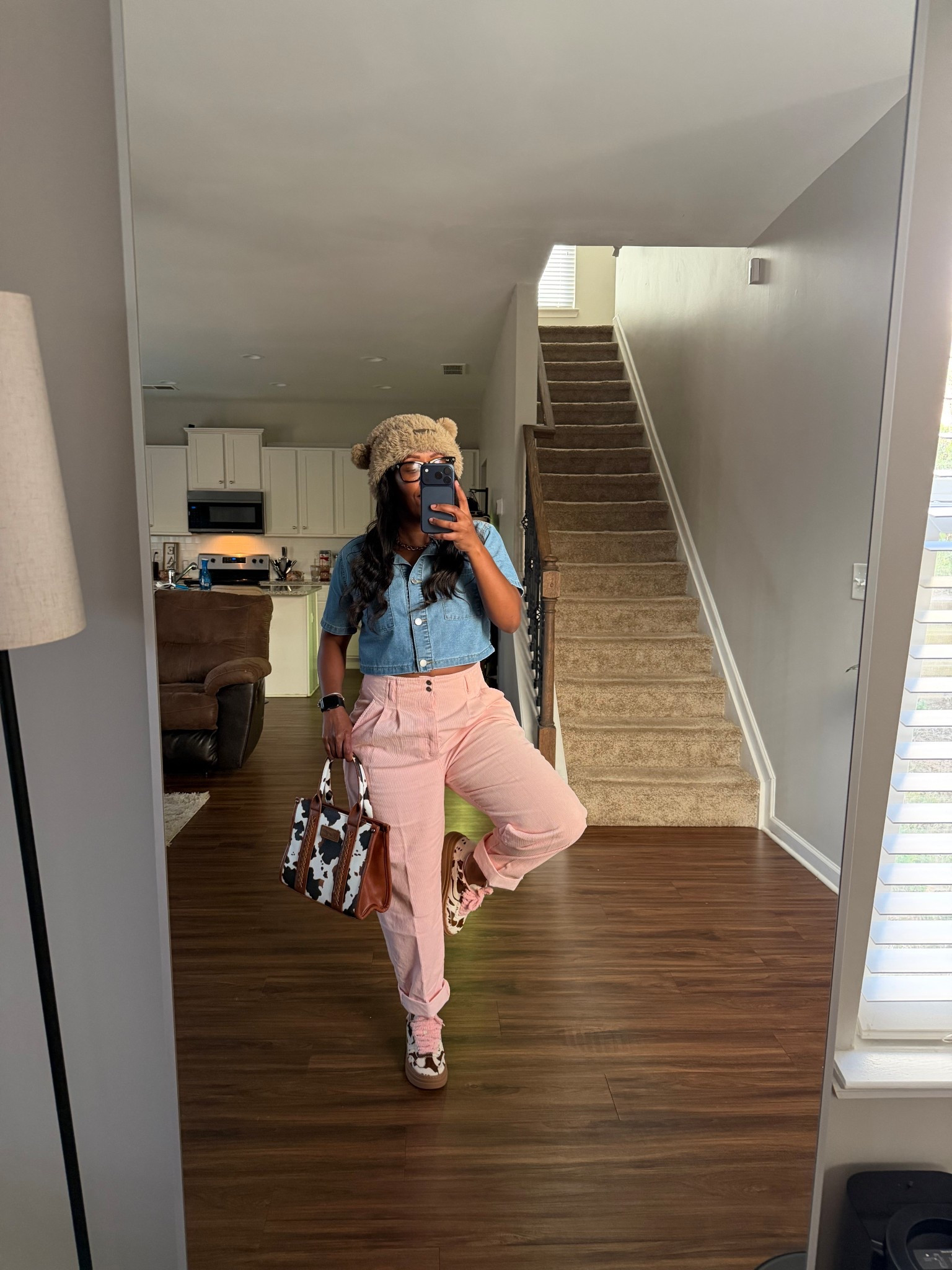 Someone once told me there’s no age limit on sneakers and cute outfits
And I haven’t been the same since 🙌🏽
I’m wearing a denim crop top, pink high waisted corduroy pants, brown hat, cow print purse, and cow print sneakers 

#LTKootd #LTKPetite #LTKOver40