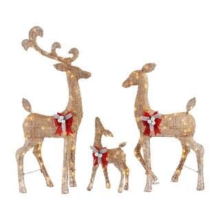 Home Accents Holiday 3-Piece Warm White LED Gold Deer Family Holiday Yard Decoration 21RT45820112... | The Home Depot