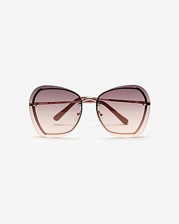 Metal Inset Rimless Cat Eye Sunglasses | Express