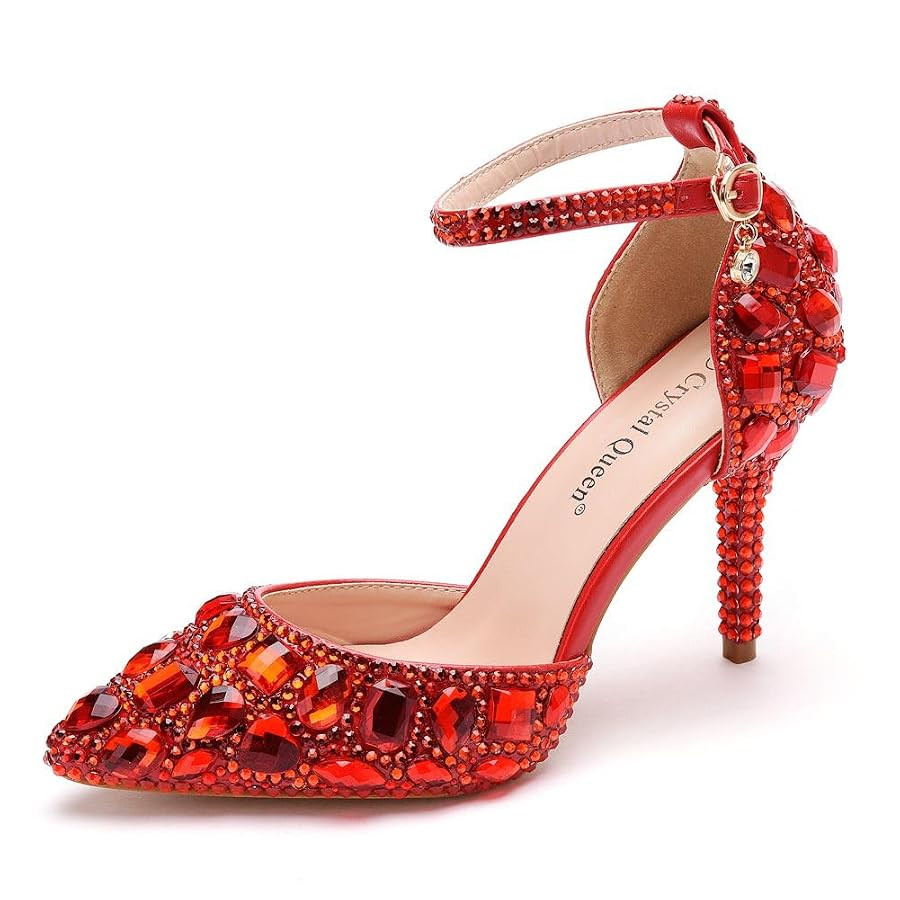 Royal Blue Rhinestone Sandals Thin High Heels Pointed Toe Sandals Blue Crystal Heels Shoes Fashio... | Amazon (US)