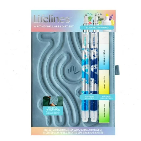 Lifelines Writing Wellness Gift Set, 6-Pieces (Blue), Infused with Scented Essential Oil Blends | Walmart (US)