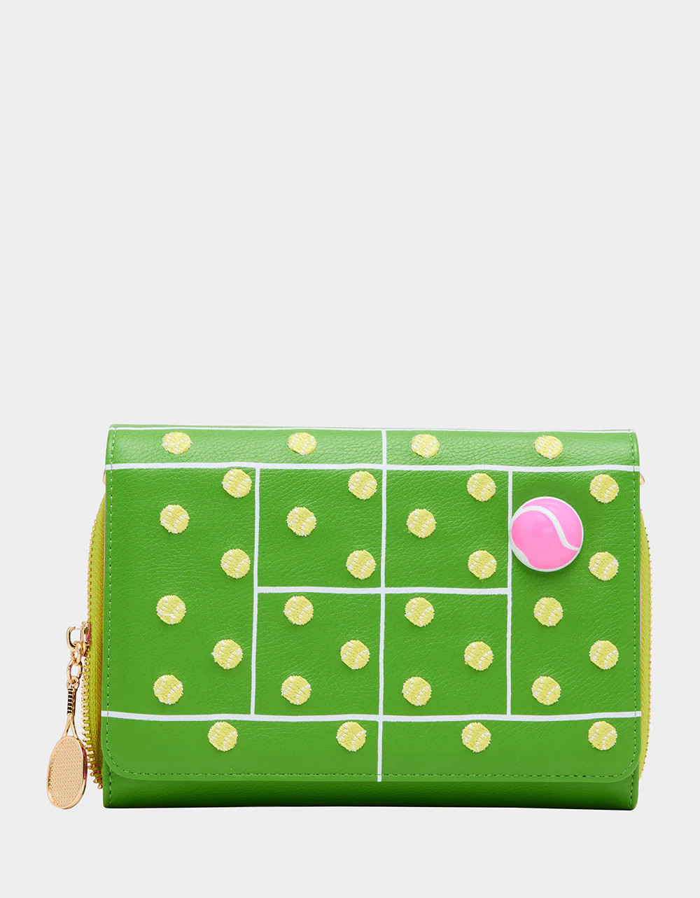 NET WORTH WALLET ON CHAIN GREEN Women's Tennis Wallet Crossbody Handbag | Betsey Johnson