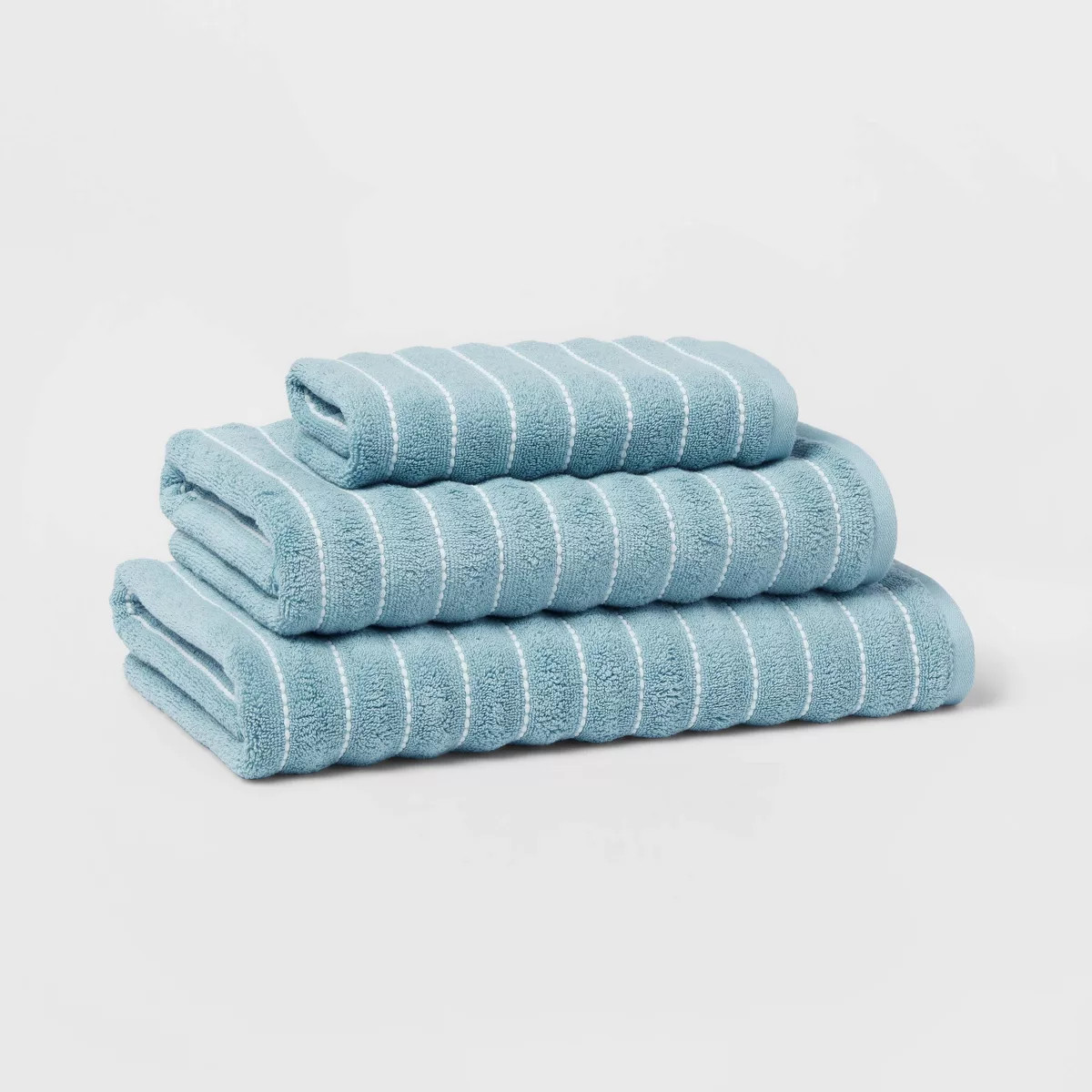 Performance Plus Bath Towel Aqua Striped - Threshold\u2122: Heavyweight Cotton Blend, Fade-Resist... | Target