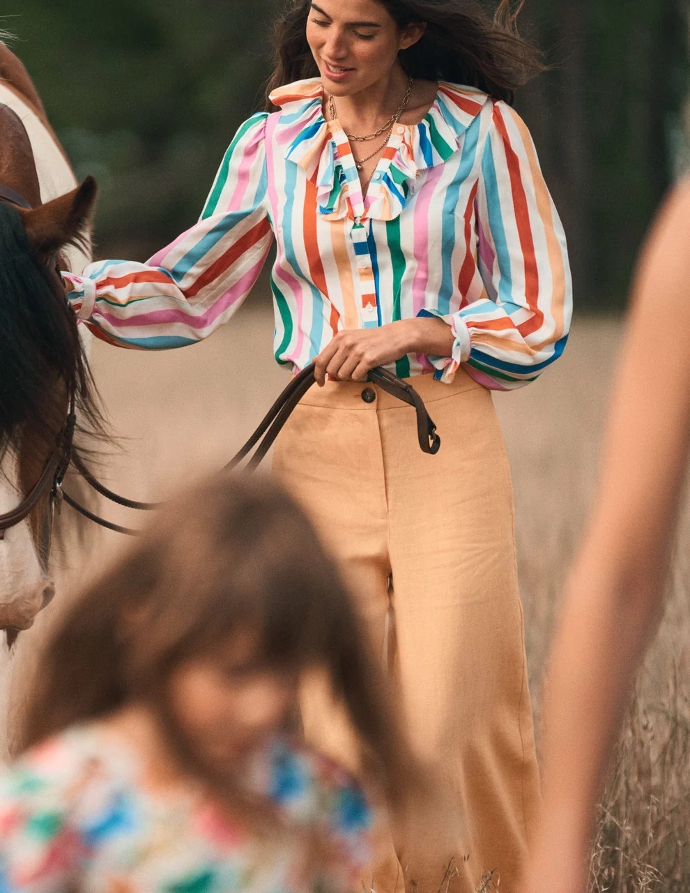 Ruffle Collar Silk Blend Top-Mauve, Strawberry Tart Rainbow | Boden UK