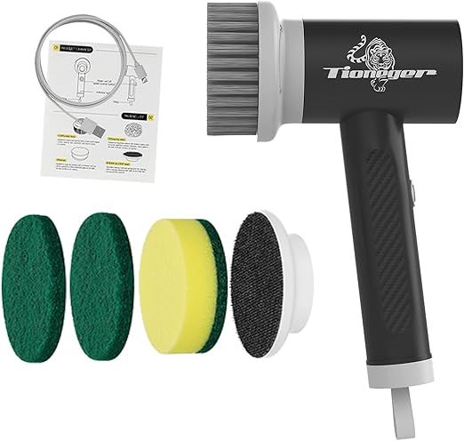 Dish Brush, Tioneger Electric Spin Scrubber Cleaning Brush Cordles Electric Cleaning Brush Rechar... | Amazon (US)