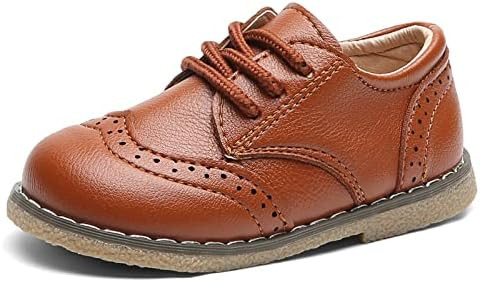 DADAWEN Toddler Boys Girls Dress Shoes Comfort Oxford Shoes Wedding Church Dress Shoes Lace Up Sc... | Amazon (US)