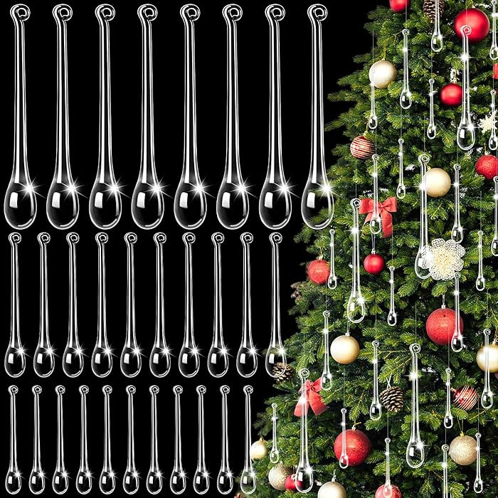 42pcs Christmas Tree Crystal Decorations 3 Styles Clear Acrylic Xmas Trees Icicle Hanging Ornamen... | Amazon (US)