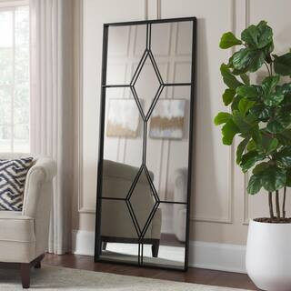Home Decorators Collection Oversized Black Metal Frame Diamond Windowpane Classic Floor Mirror (7... | The Home Depot