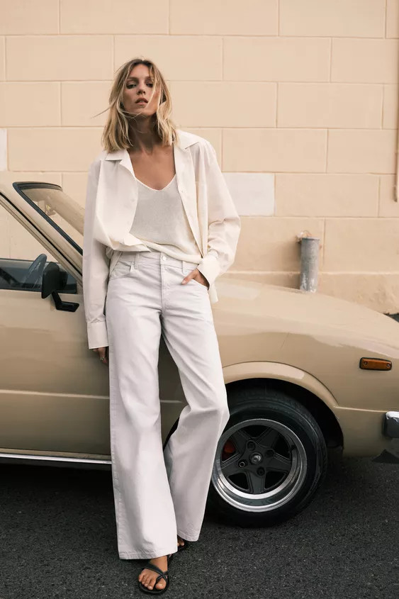 ZW COLLECTION WIDE LEG LOW RISE JEANS | Zara US