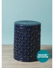 18in Indoor Outdoor Ceramic Floral Stool | HomeGoods