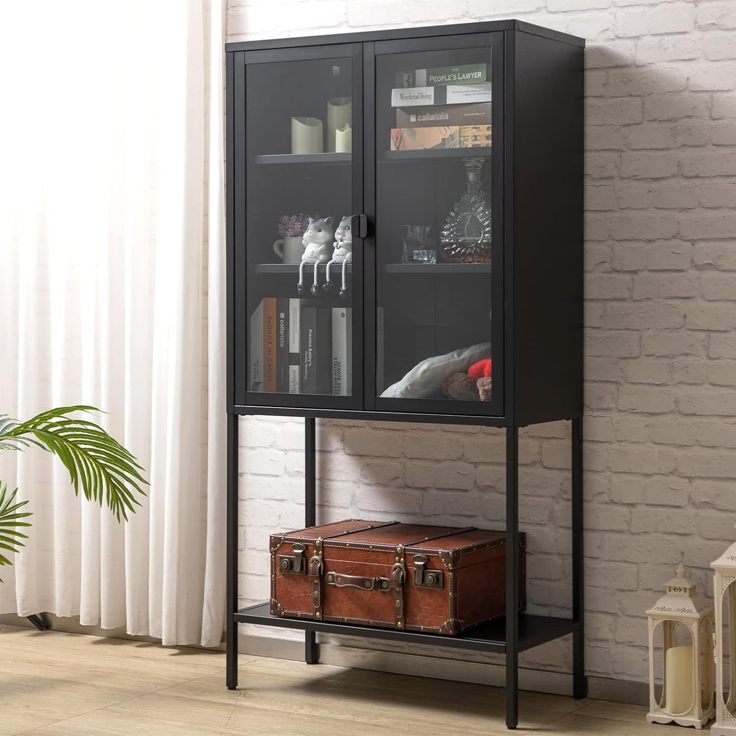 MATICO Metal Storage Cabinet, 59"(H) x30(L), Freestanding Pantry Locker, Accent Display Bookcase ... | Amazon (US)