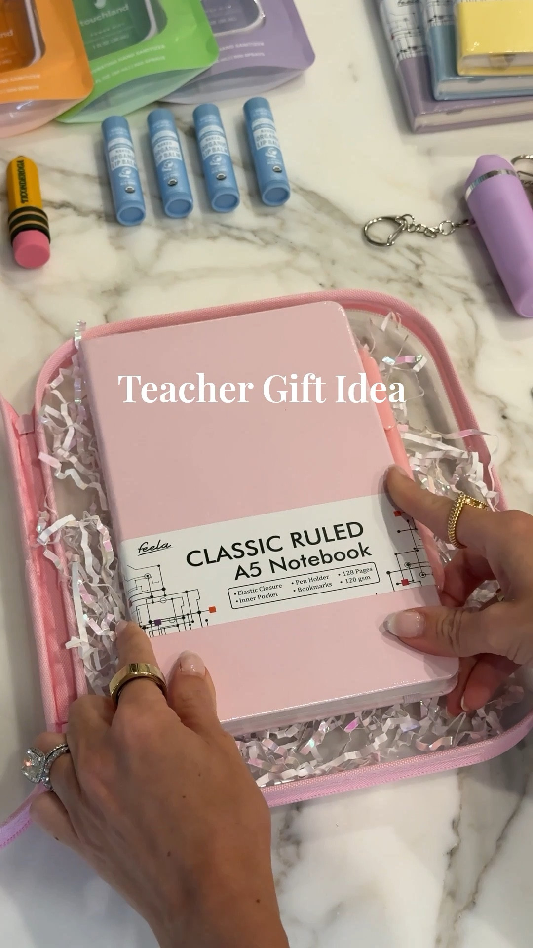 Teacher gift idea for back to school!! ✨

Clear plastic gift box, Amazon, pastel notebooks, gift ideas, pastel pens, bubblegum, pencil erasers, school bus 

#LTKFamily #LTKFindsUnder50 #LTKKids