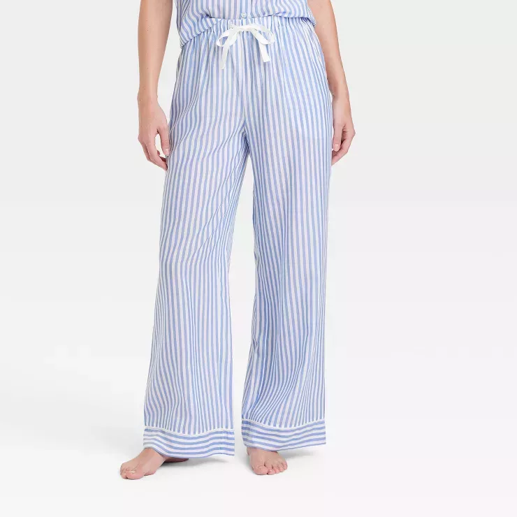 Womens Striped Simply Cool Crop Pajama Pants Stars Above Blue Sky