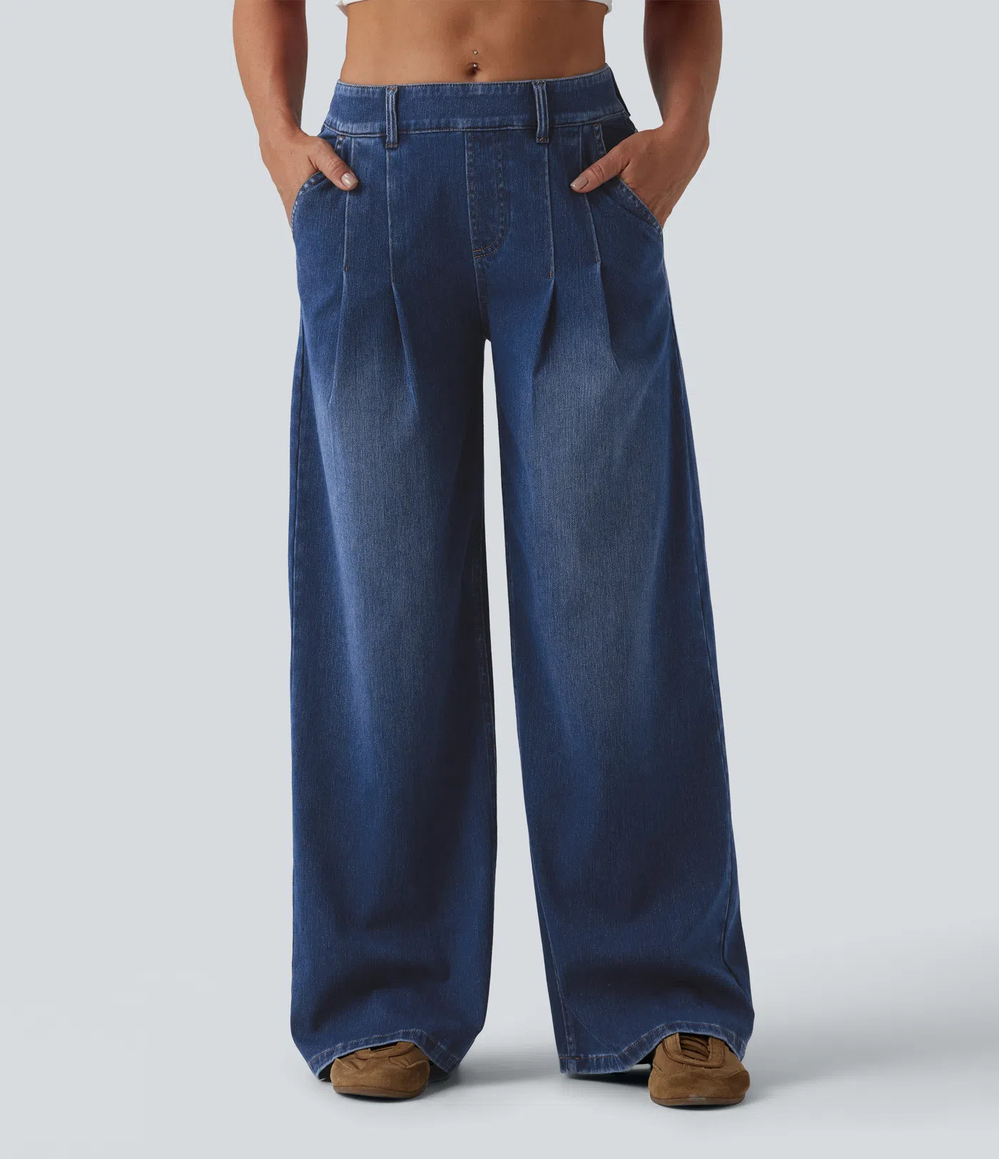 Women’s Halara Flex™ Mid Rise Wide Leg Casual Jeans with Pockets - Halara | HALARA