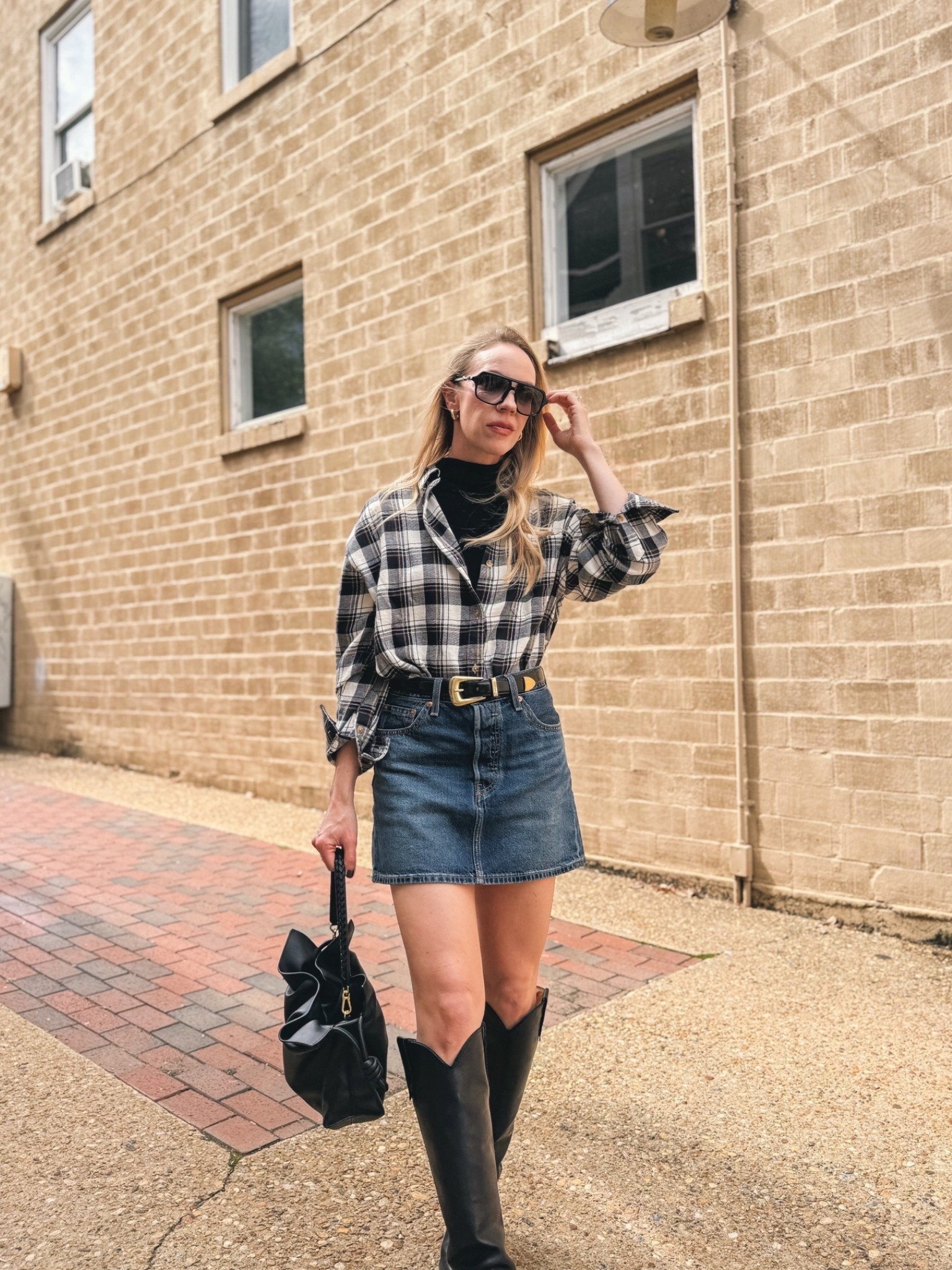 Western chic, flannel shirt, checked shirt,
@levi denim mini skirt, black cowboy boots

#LTKSeasonal #LTKOver40 #LTKSaleAlert