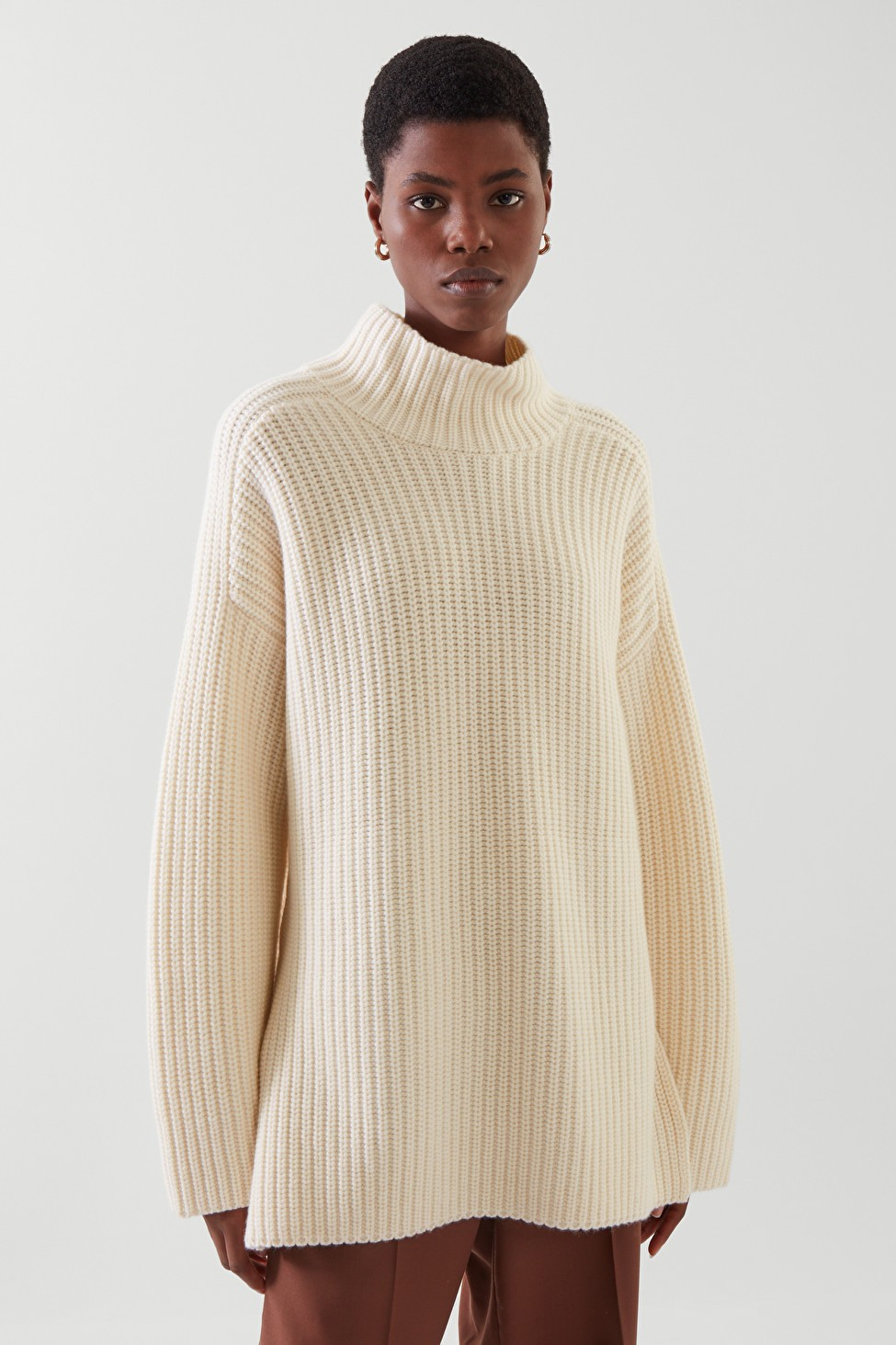CASHMERE HIGH-NECK SWEATER - CREAM - Cashmere knitwear - COS US | COS (US)