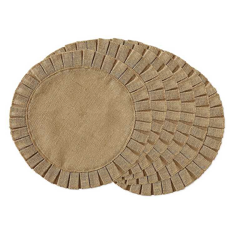 New!Natural Jute Round Ruffle Placemats, Set of 6 | Kirkland's Home