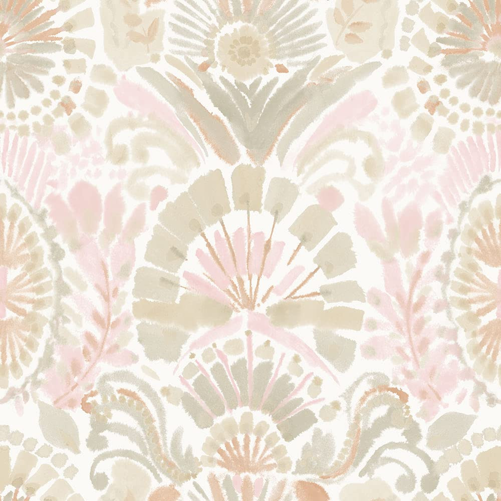 Tempaper Pink Bohemia Damask Removable Peel and Stick Boho Wallpaper, 20.5 in X 16.5 ft, Made in ... | Amazon (US)