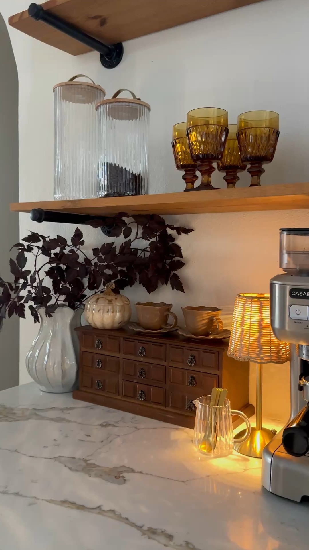 Fall coffee bar diy coffee bar tea home bar 

Coffee
Fall decor
Apothecary cabinet
Mug
Saucer
Mug collection 
Fall stems 
Pumpkin candle
Glass pumpkin
Coffee
Espresso
Kitchen counter
Fall kitchen 
Cottage
Vintage 
Thrifted 
Magnolia
McGee 
Target
Walmart
Amazon 
Lamp
Cozy home 
Amber 
Glasses
Pottery barn

#LTKSeasonal #LTKmorningroutine #LTKHome