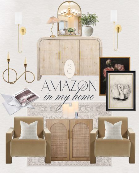 Amazon home decor in my home! Find all of these things I’m loving right from Amazon! Including these accent chairs, cabinet, console table, area rug, acrylic book stand, candlestick holders, artwork, gold mirror, lamp, vase, faux stems, candles, throw pillows, and sconces! 

Amazon home, home decor, home decor inspiration, home finds, throw pillows, living room decor, home decor inspiration, modern home decor, gold mirror, console table, amazon style, amazon home decor, amazon furniture 

#LTKHome #LTKSeasonal #LTKStyleTip
