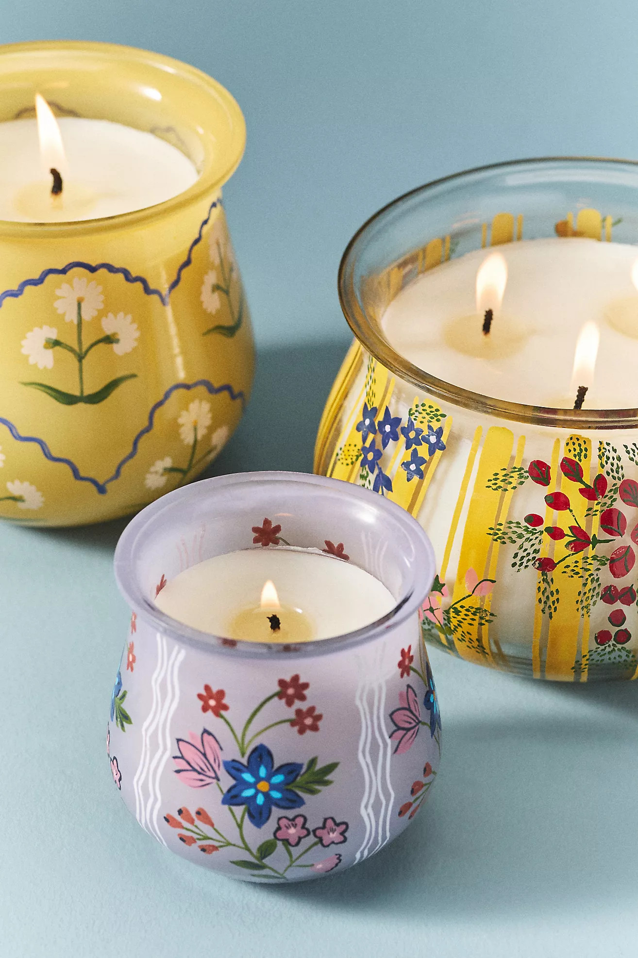 Scandi Floral Seaside Flowers & Sandalwood Glass Candle | Anthropologie (US)