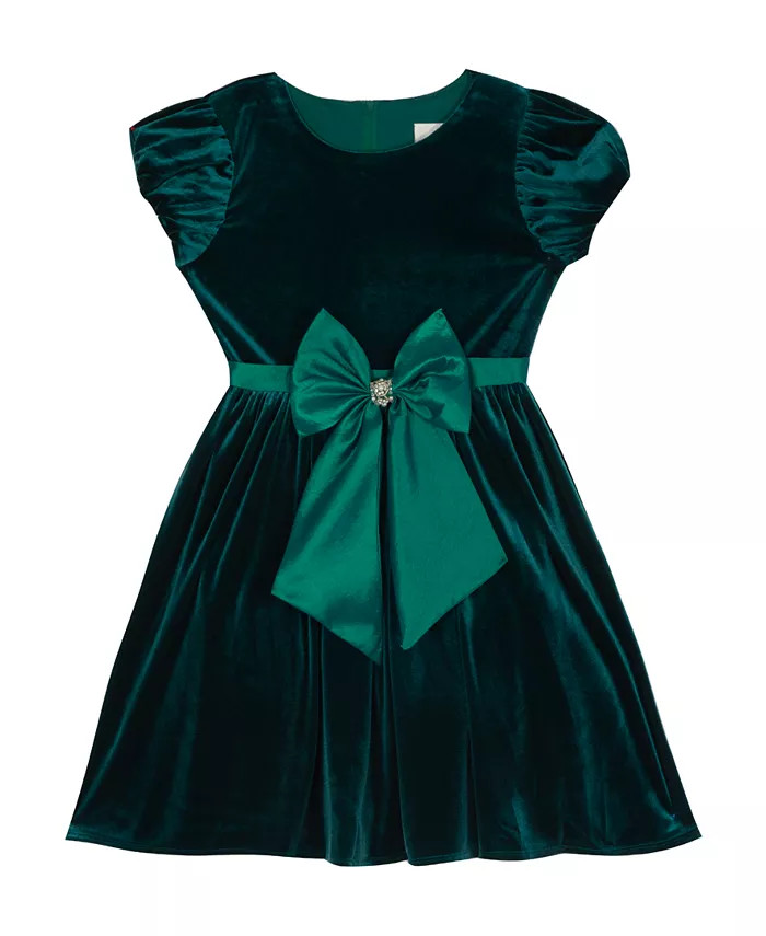 Big Girls Velvet Dress with Taffeta Bow | Macys (US)