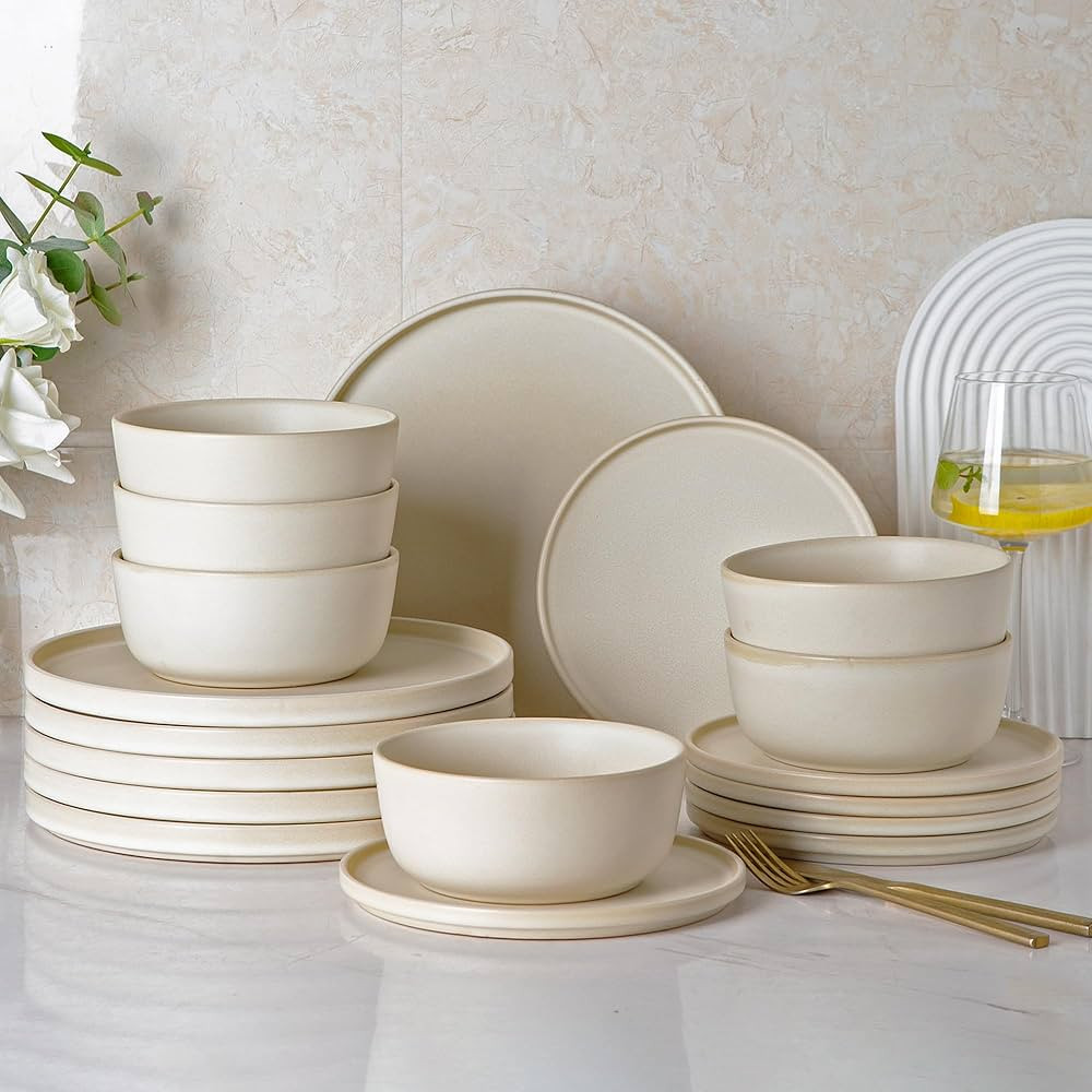 AmorArc Stoneware Dinnerware Sets for 6,Reactive Ceramic Plates and Bowls Set,Highly Chip and Cra... | Amazon (US)