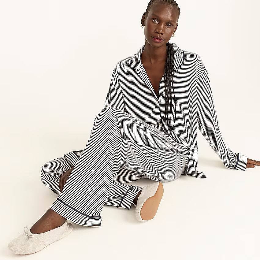 J.Crew: Eco Dreamiest Long-sleeve Pajama Set In Stripe For Women | J. Crew US