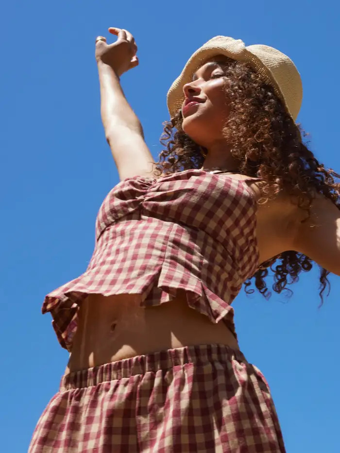 Long Skirts Woven Woven High Rise Gingham Tiered Midi Skirt For Vacation | Cider