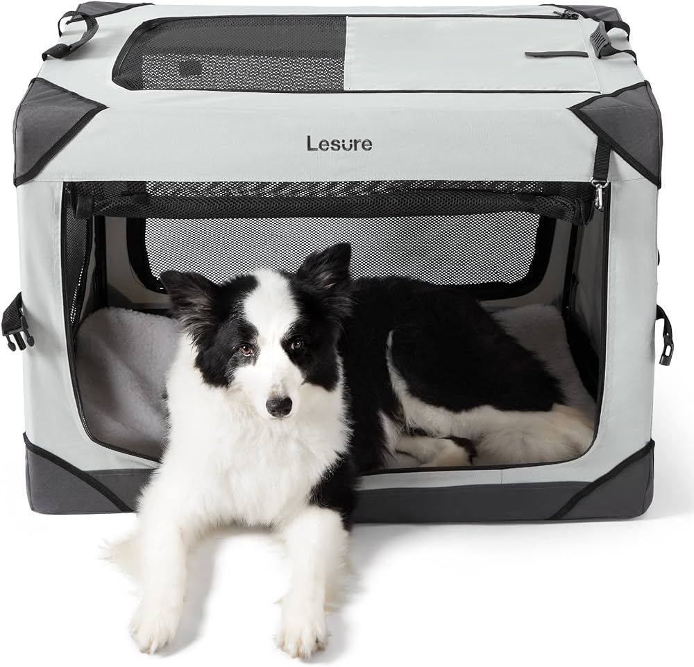 Lesure Collapsible Dog Crate - Portable Dog Travel Crate Kennel for Large Dog, 4-Door Pet Crate w... | Amazon (US)