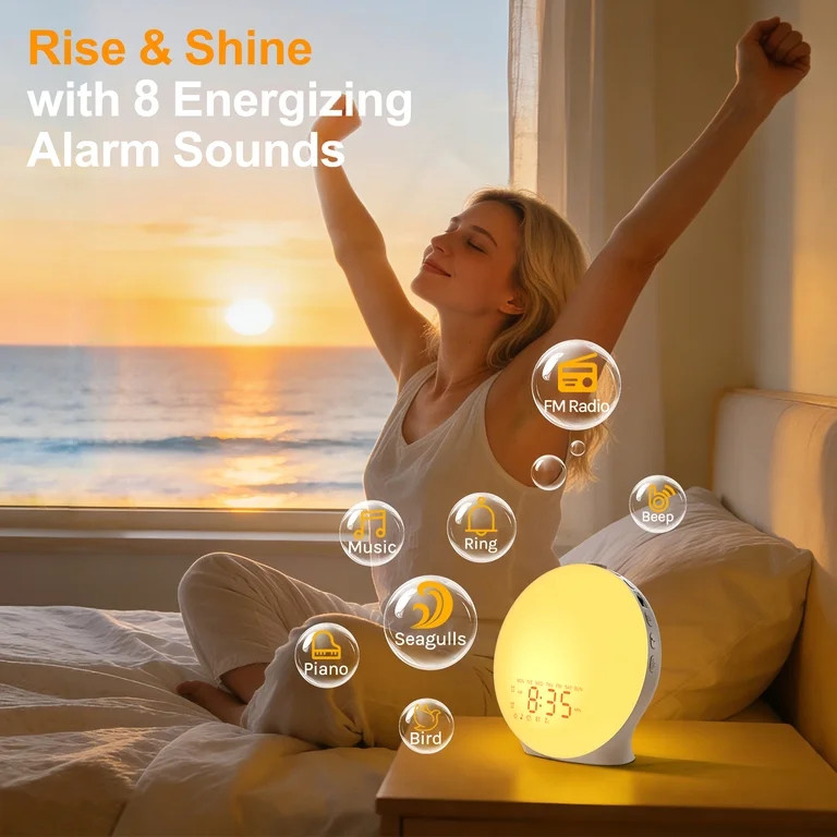 Mpow Wake up Light Sunrise Alarm Clock for Heavy Sleepers, Sleep Aid & Sound Machine, Sync Time w... | Walmart (US)